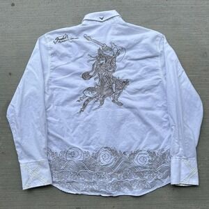 Fender Custom Shop Monkey King Kanagawa Waves Guitar Embroidered Button Up